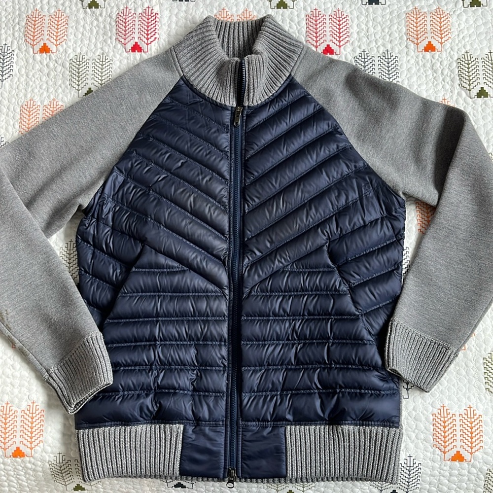 Lululemon mixed media full-zip sweater.